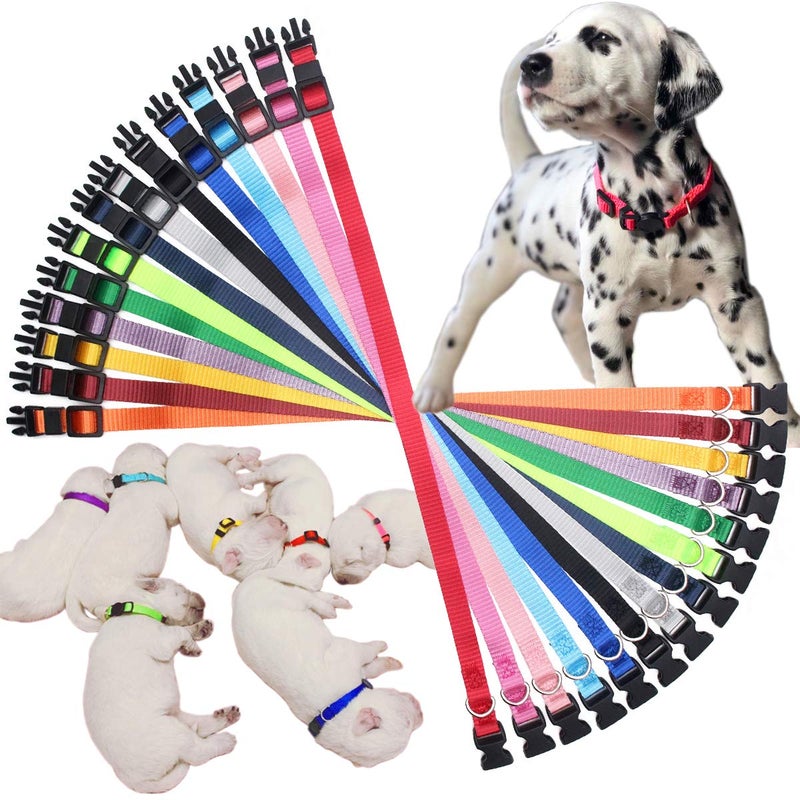 YOY 26 pcs/Set Soft Nylon Puppy Whelping ID Collars - Adjustable Litter Collar Reusable Washable Baby Dog ID Bands Pet Identification for Breeders, Neck 8" - 13" - Image 4